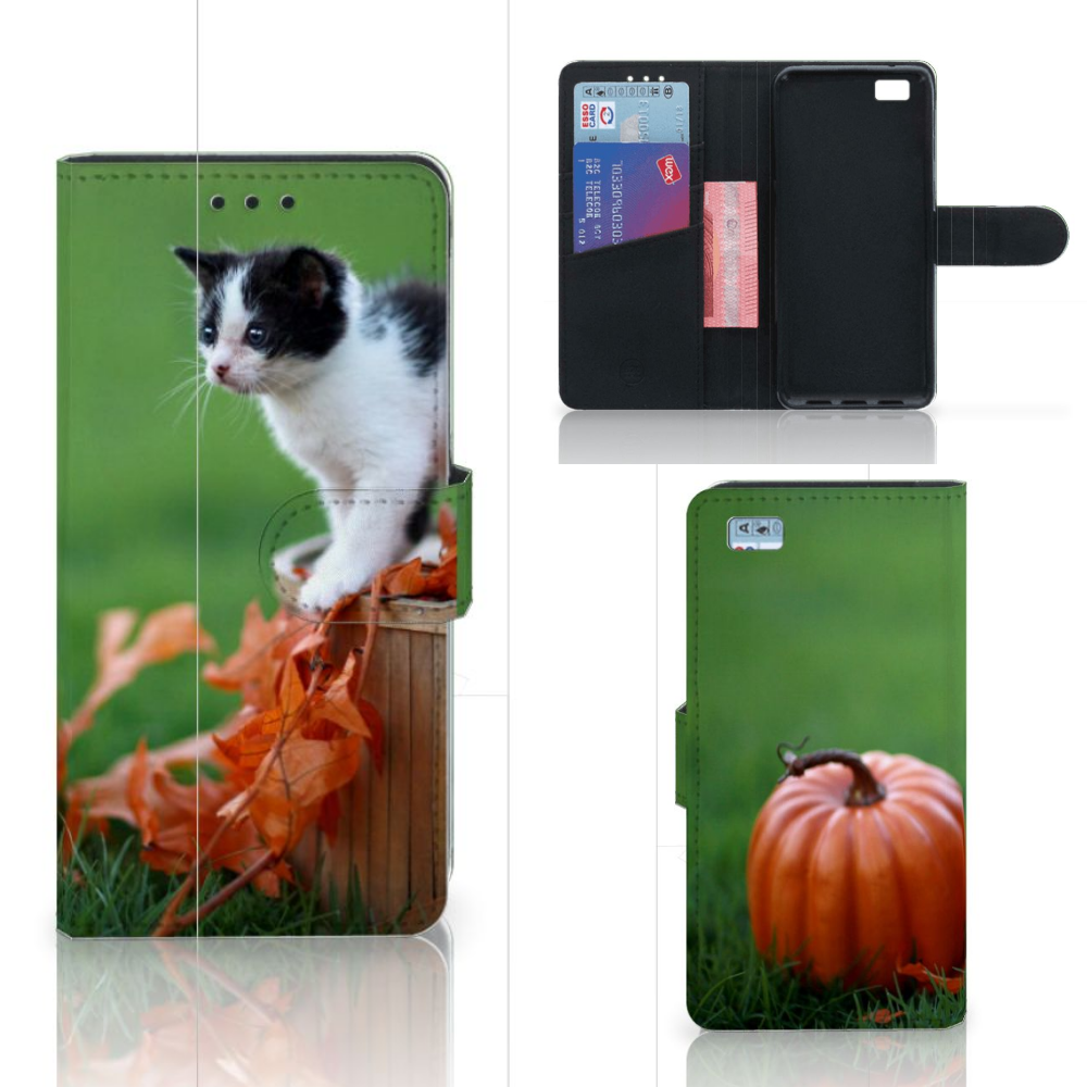 Huawei Ascend P8 Lite Telefoonhoesje met Pasjes Kitten