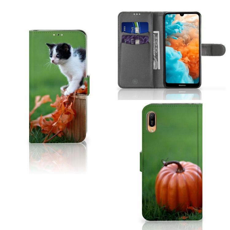 Huawei Y6 (2019) Telefoonhoesje met Pasjes Kitten
