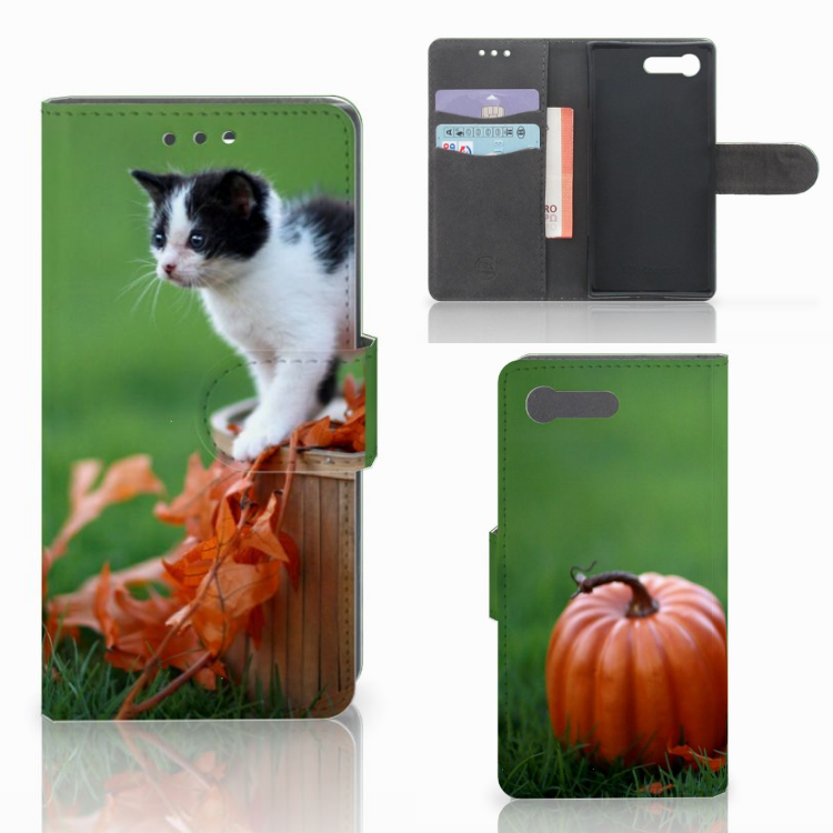 Sony Xperia X Compact Telefoonhoesje met Pasjes Kitten