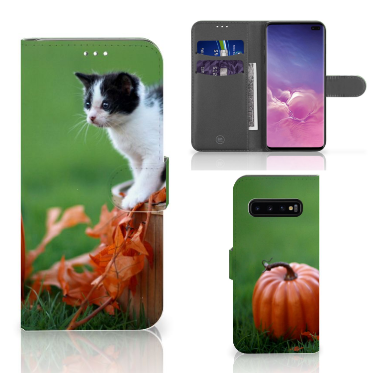 Samsung Galaxy S10 Plus Telefoonhoesje met Pasjes Kitten