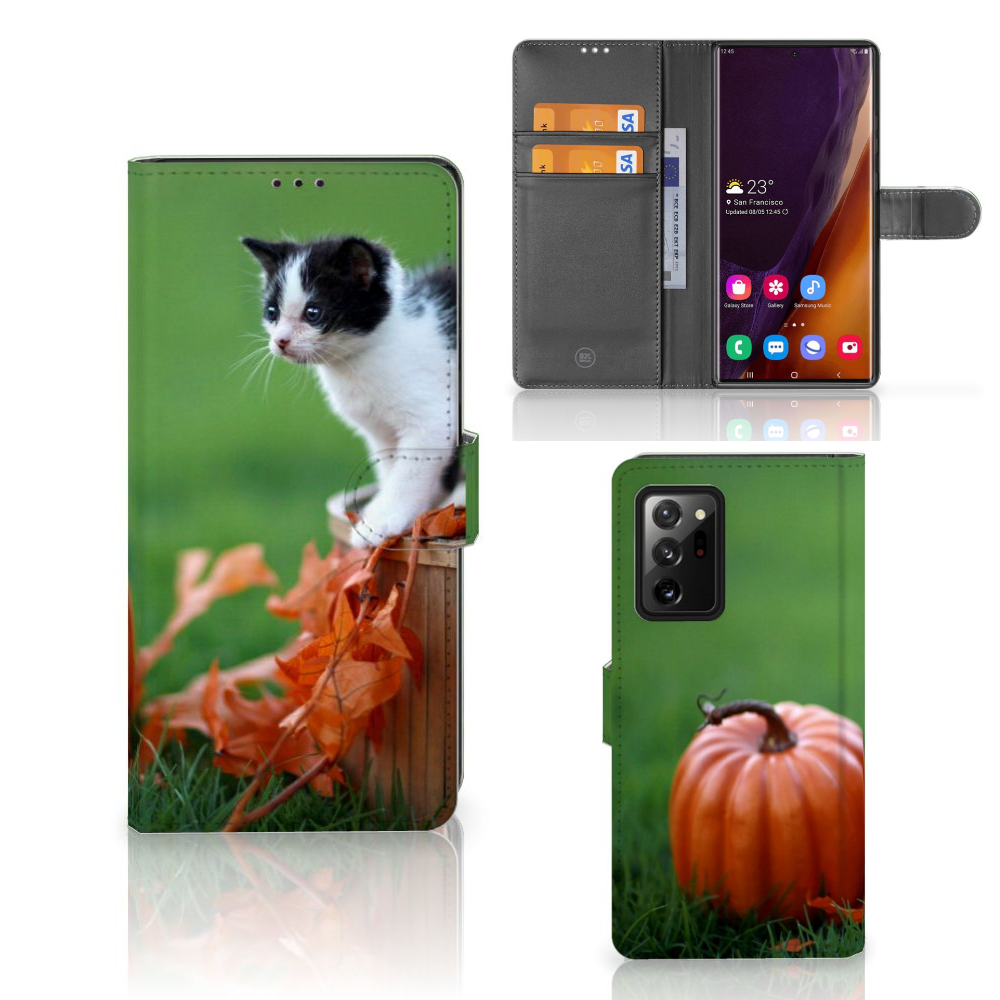 Samsung Galaxy Note20 Ultra Telefoonhoesje met Pasjes Kitten