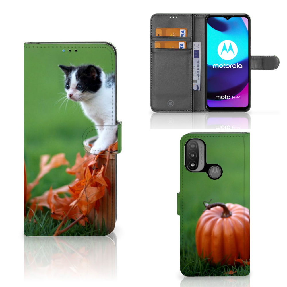 Motorola Moto E20 | E30 | E40 Telefoonhoesje met Pasjes Kitten