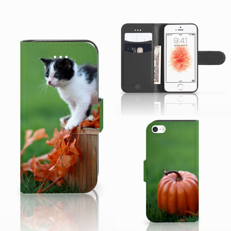 Apple iPhone 5 | 5s | SE Telefoonhoesje met Pasjes Kitten
