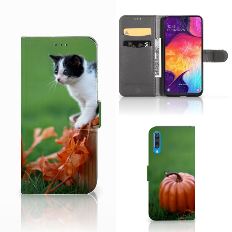 Samsung Galaxy A50 Telefoonhoesje met Pasjes Kitten