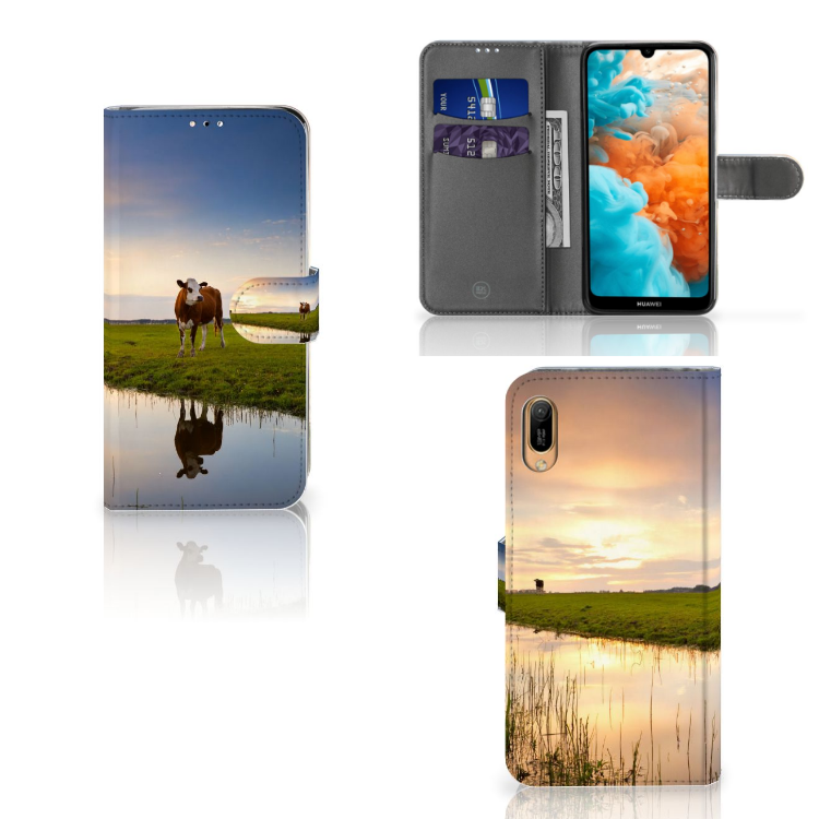 Huawei Y6 (2019) Telefoonhoesje met Pasjes Koe