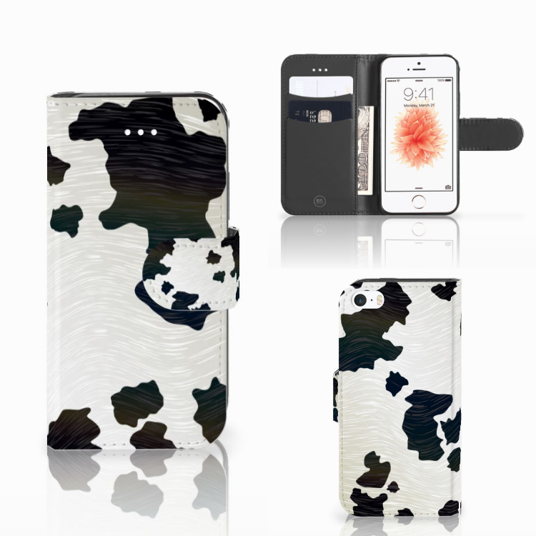 Apple iPhone 5 | 5s | SE Telefoonhoesje met Pasjes Koeienvlekken