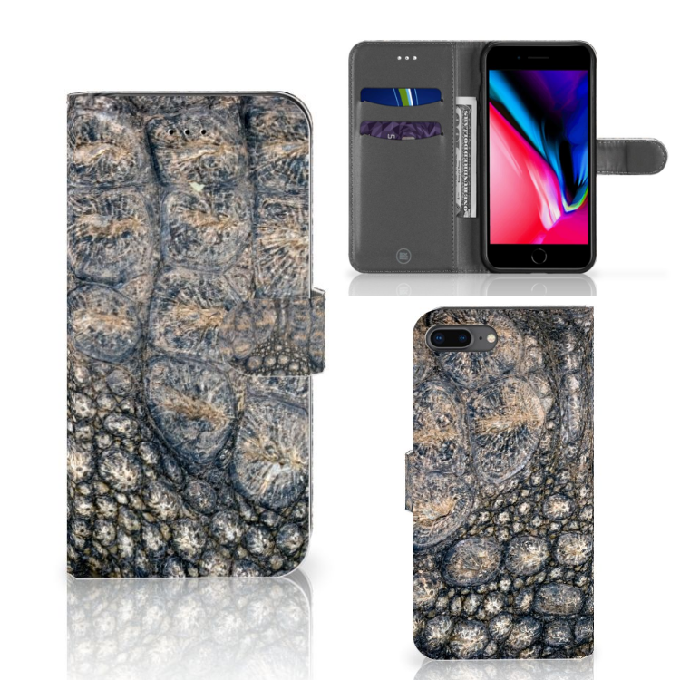 Apple iPhone 7 Plus | 8 Plus Telefoonhoesje met Pasjes Krokodillenprint