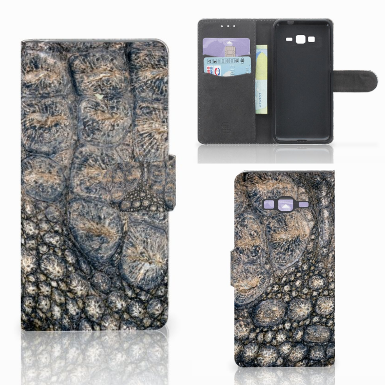 Samsung Galaxy Grand Prime | Grand Prime VE G531F Telefoonhoesje met Pasjes Krokodillenprint