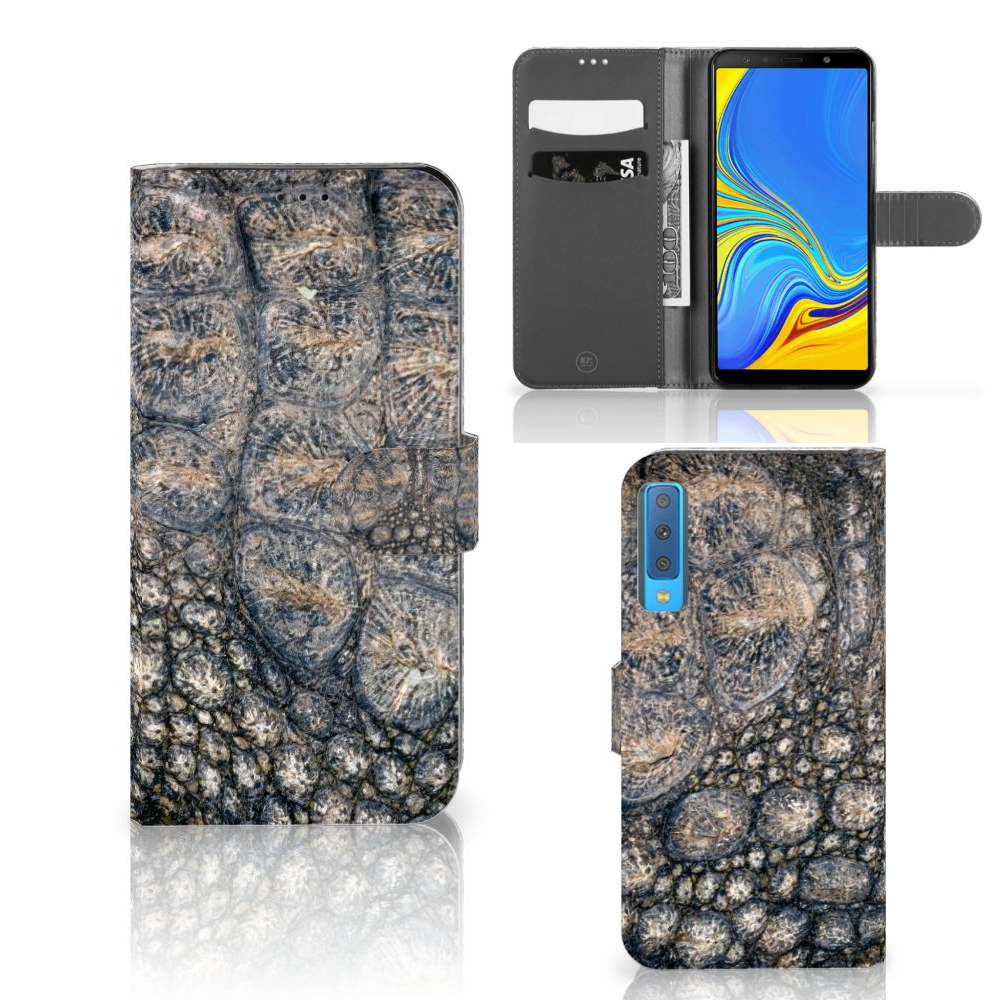 Samsung Galaxy A7 (2018) Telefoonhoesje met Pasjes Krokodillenprint