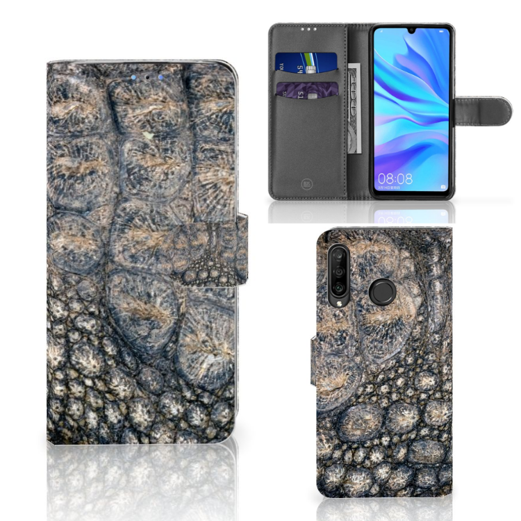 Huawei P30 Lite (2020) Telefoonhoesje met Pasjes Krokodillenprint