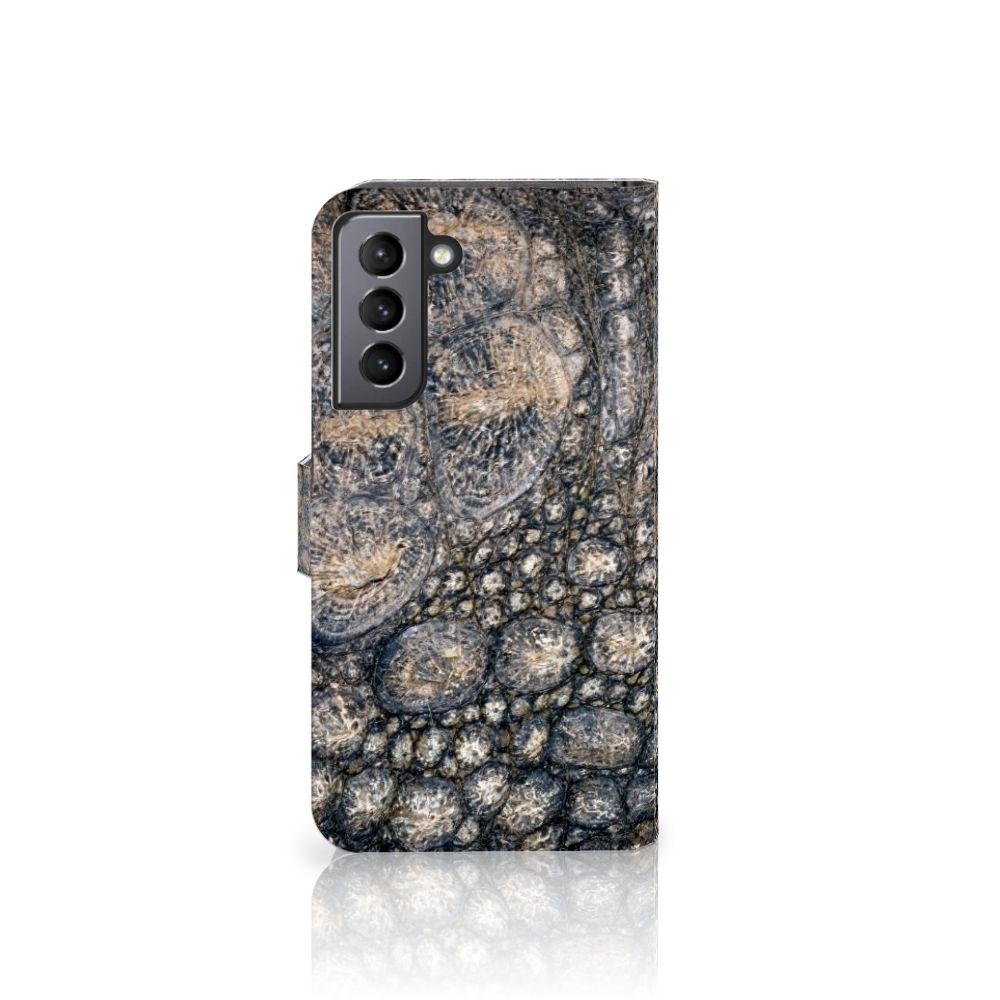 Samsung Galaxy S21 FE Telefoonhoesje met Pasjes Krokodillenprint
