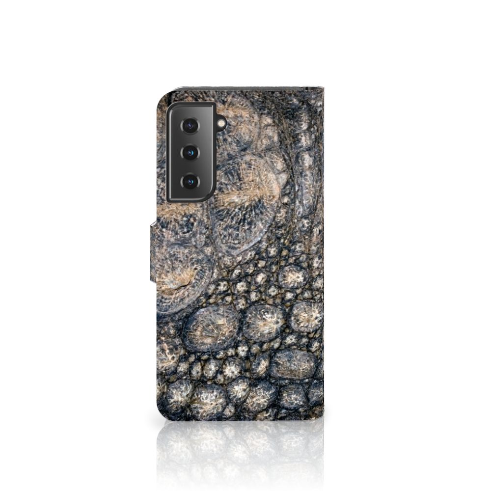 Samsung Galaxy S21 Telefoonhoesje met Pasjes Krokodillenprint