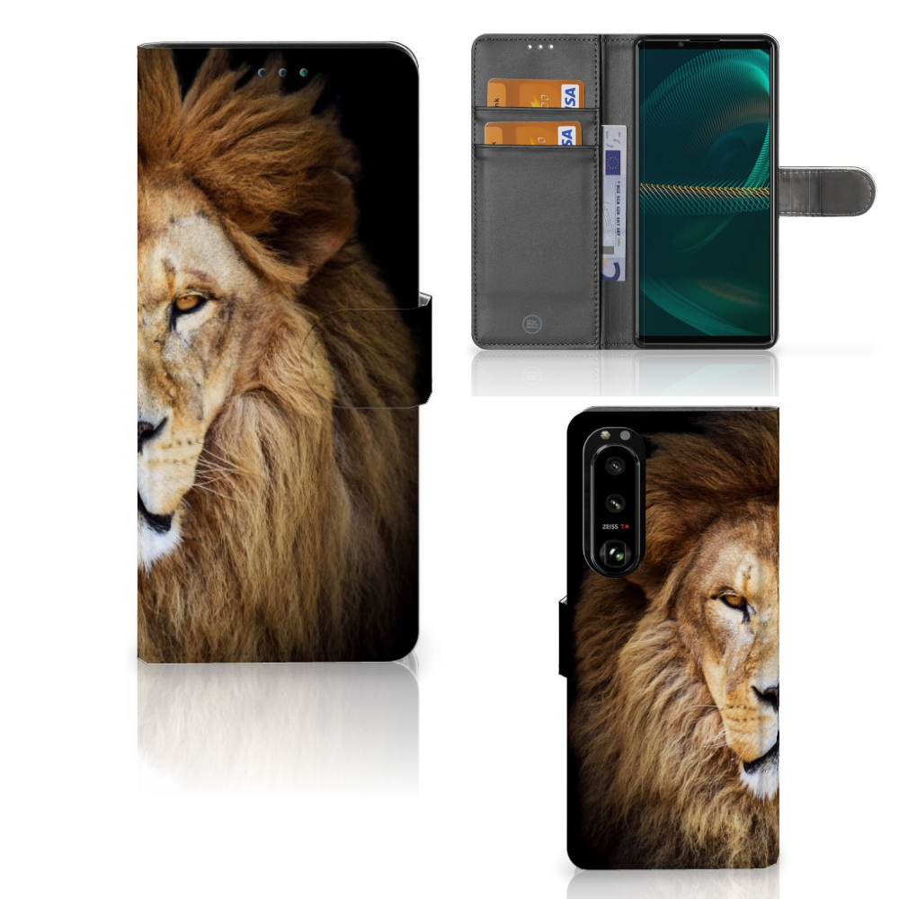 Sony Xperia 5III Telefoonhoesje met Pasjes Leeuw
