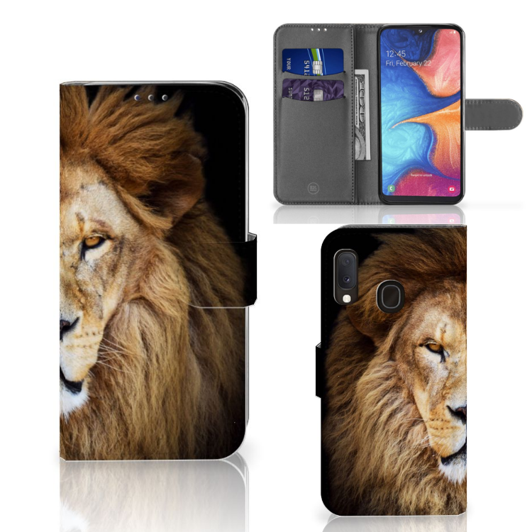 Samsung Galaxy A20e Telefoonhoesje met Pasjes Leeuw
