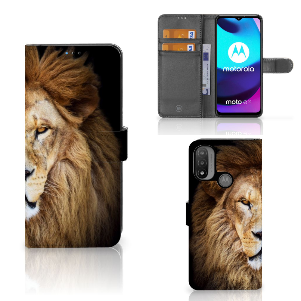 Motorola Moto E20 | E30 | E40 Telefoonhoesje met Pasjes Leeuw
