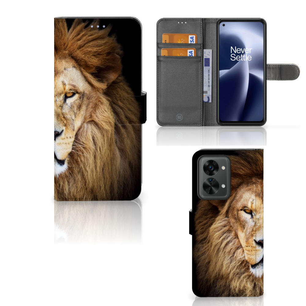 OnePlus Nord 2T Telefoonhoesje met Pasjes Leeuw