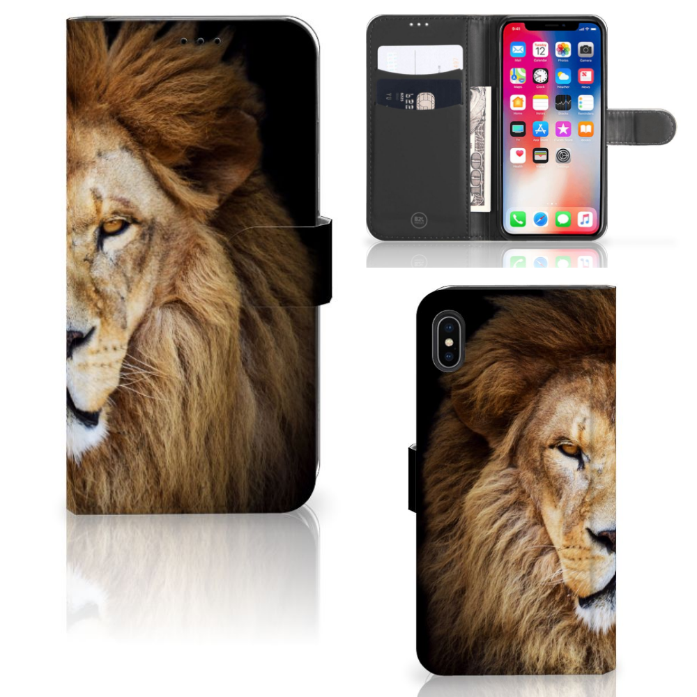 Apple iPhone Xs Max Telefoonhoesje met Pasjes Leeuw