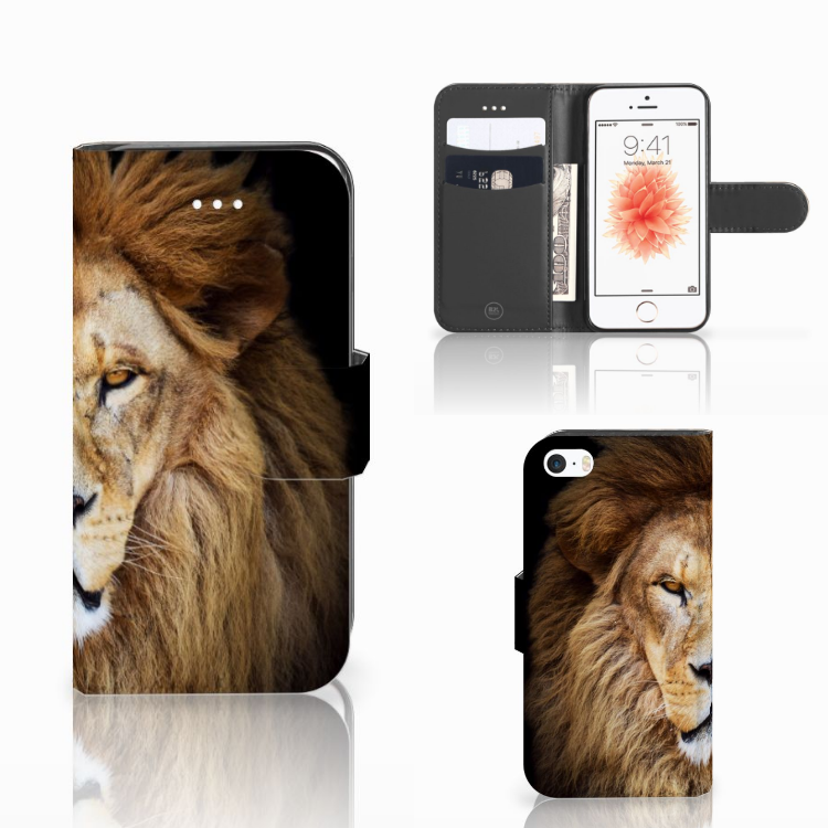 Apple iPhone 5 | 5s | SE Telefoonhoesje met Pasjes Leeuw
