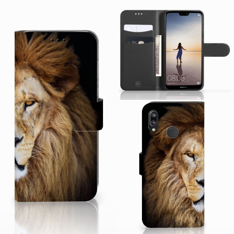 Huawei P20 Lite Telefoonhoesje met Pasjes Leeuw