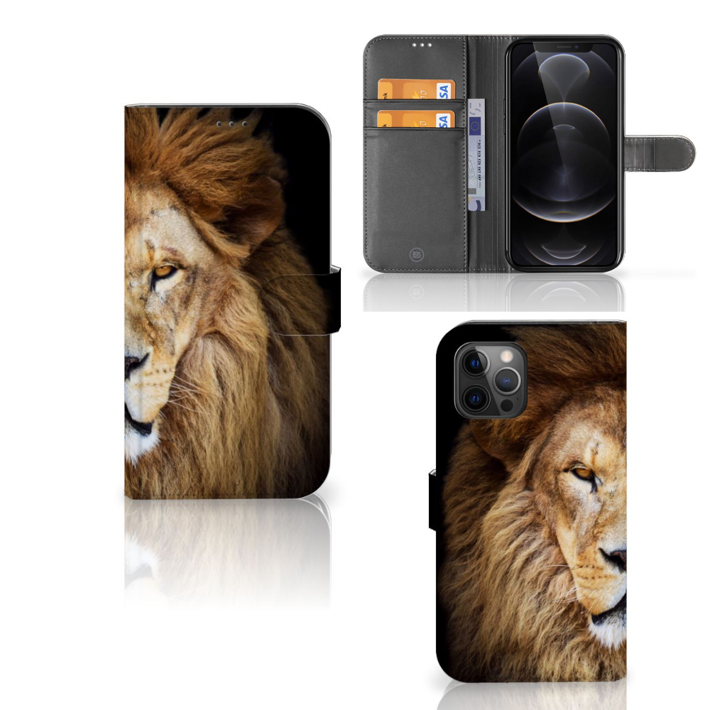 Apple iPhone 12 Pro Max Telefoonhoesje met Pasjes Leeuw