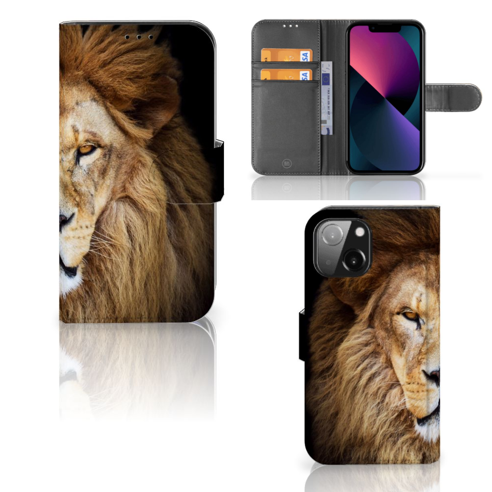 iPhone 13 Mini Telefoonhoesje met Pasjes Leeuw