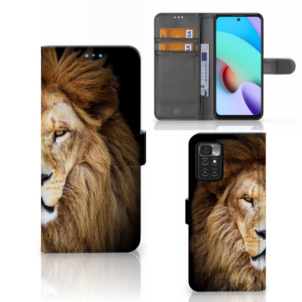 Xiaomi Redmi 10 Telefoonhoesje met Pasjes Leeuw