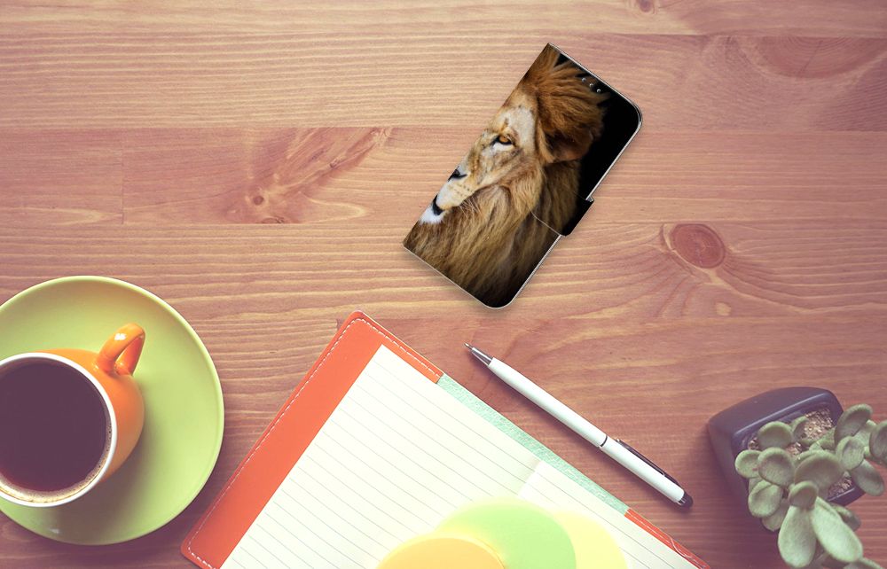 Samsung Galaxy A20e Telefoonhoesje met Pasjes Leeuw