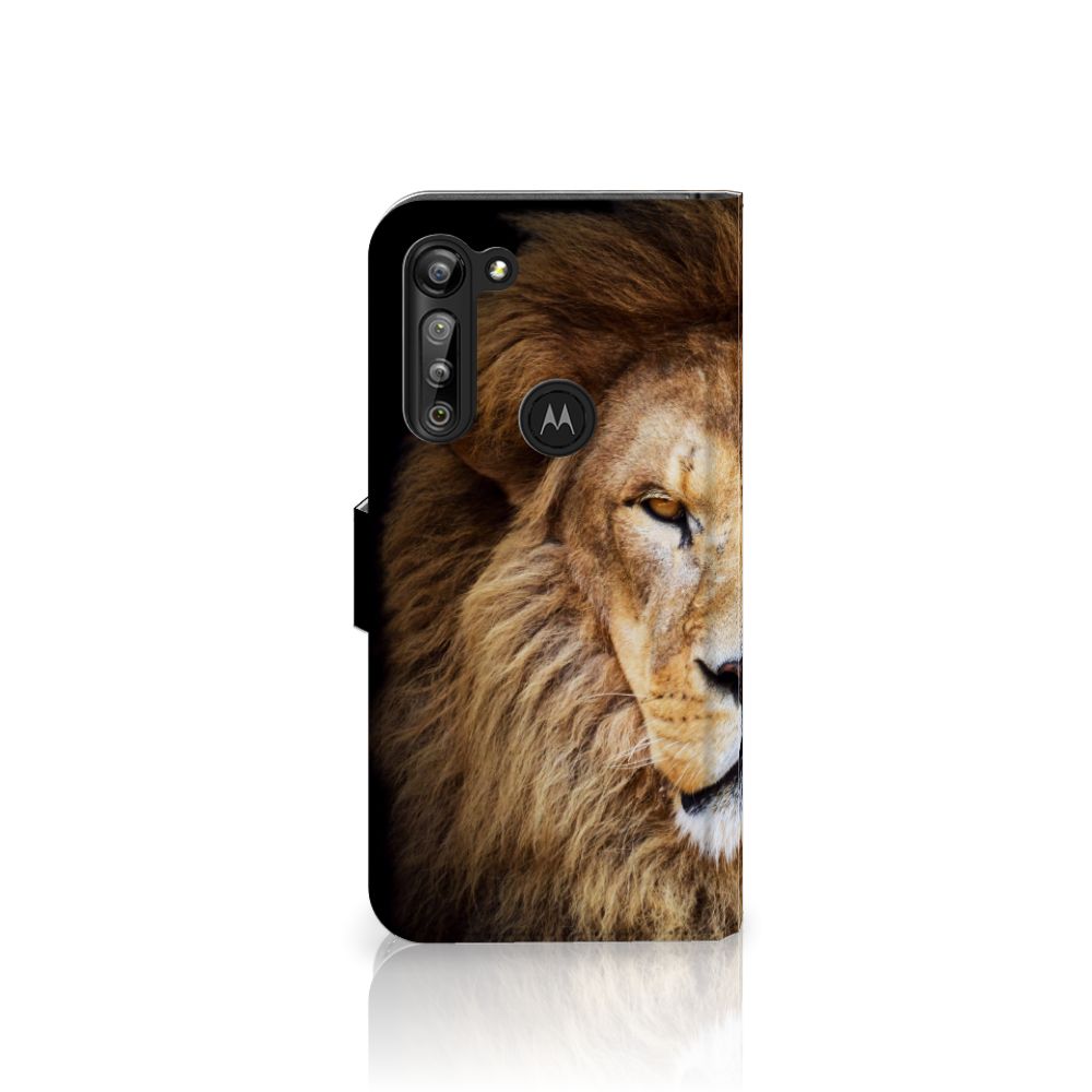 Motorola G8 Power Telefoonhoesje met Pasjes Leeuw
