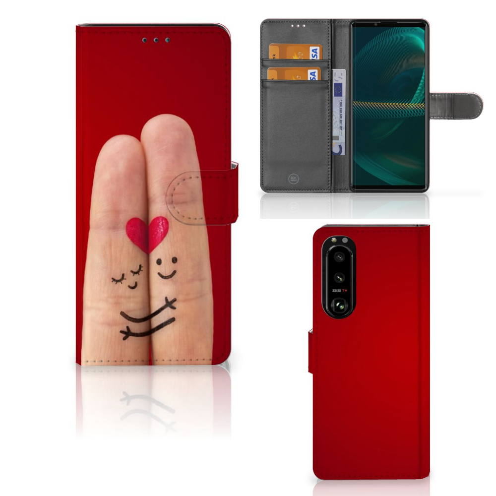 Sony Xperia 5III Wallet Case met Pasjes Liefde - Origineel Romantisch Cadeau