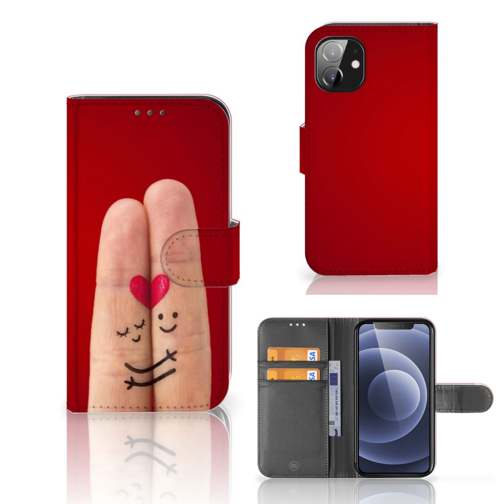 Apple iPhone 12 Mini Wallet Case met Pasjes Liefde - Origineel Romantisch Cadeau