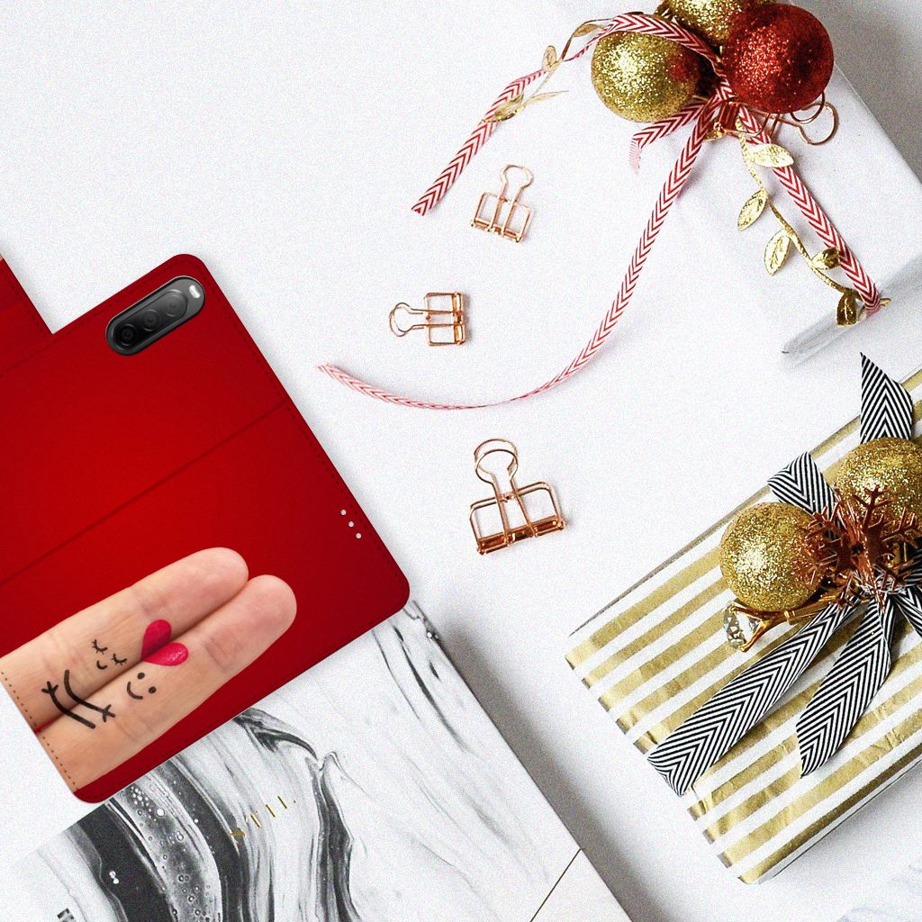 Sony Xperia 10 IV Wallet Case met Pasjes Liefde - Origineel Romantisch Cadeau