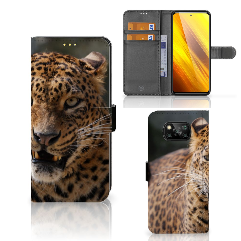Xiaomi Poco X3 | Poco X3 Pro Telefoonhoesje met Pasjes Luipaard