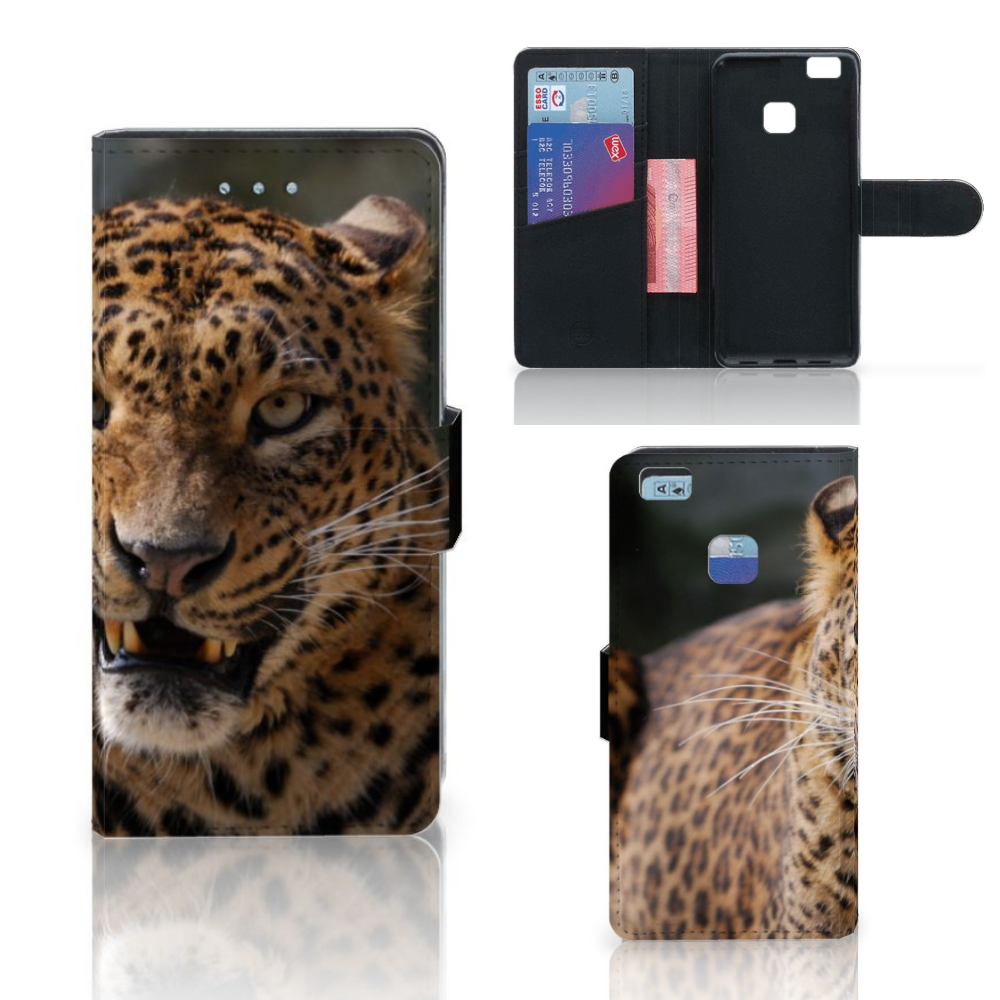 Huawei P9 Lite Telefoonhoesje met Pasjes Luipaard