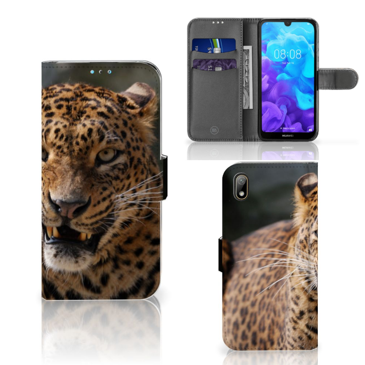 Huawei Y5 (2019) Telefoonhoesje met Pasjes Luipaard