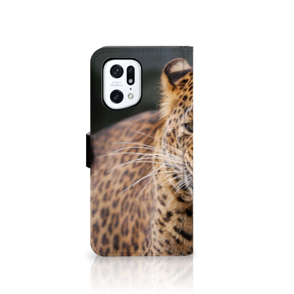 OPPO Find X5 Pro Telefoonhoesje met Pasjes Luipaard
