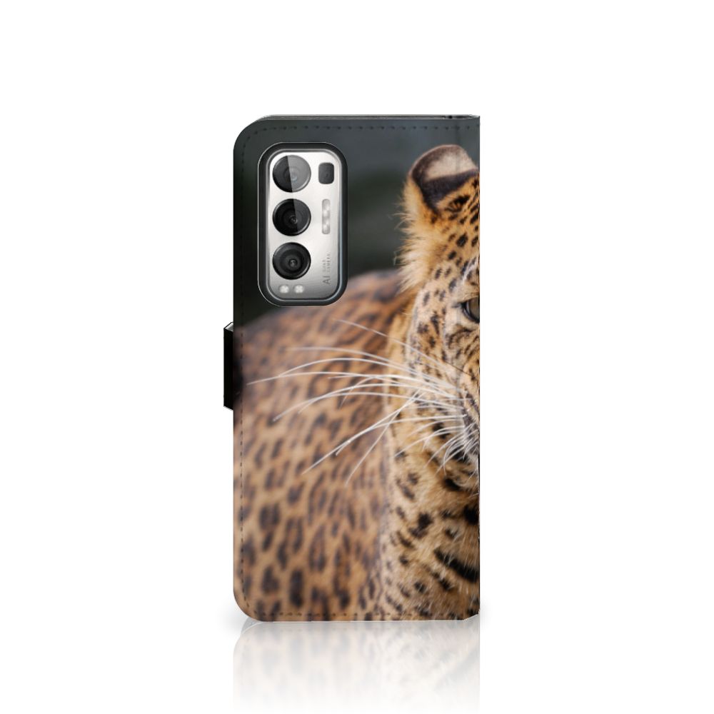 OPPO Find X3 Neo 5G Telefoonhoesje met Pasjes Luipaard
