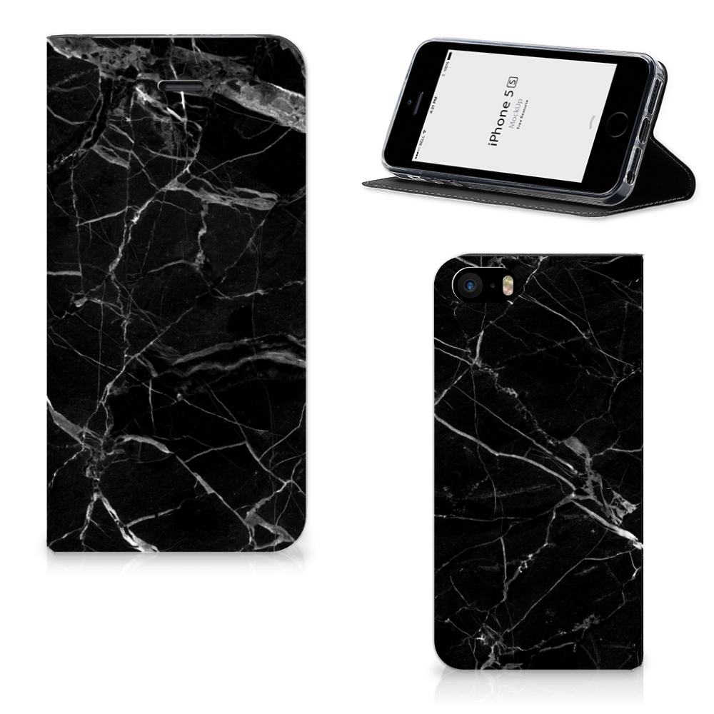 iPhone SE|5S|5 Standcase Marmer Zwart - Origineel Cadeau Vader