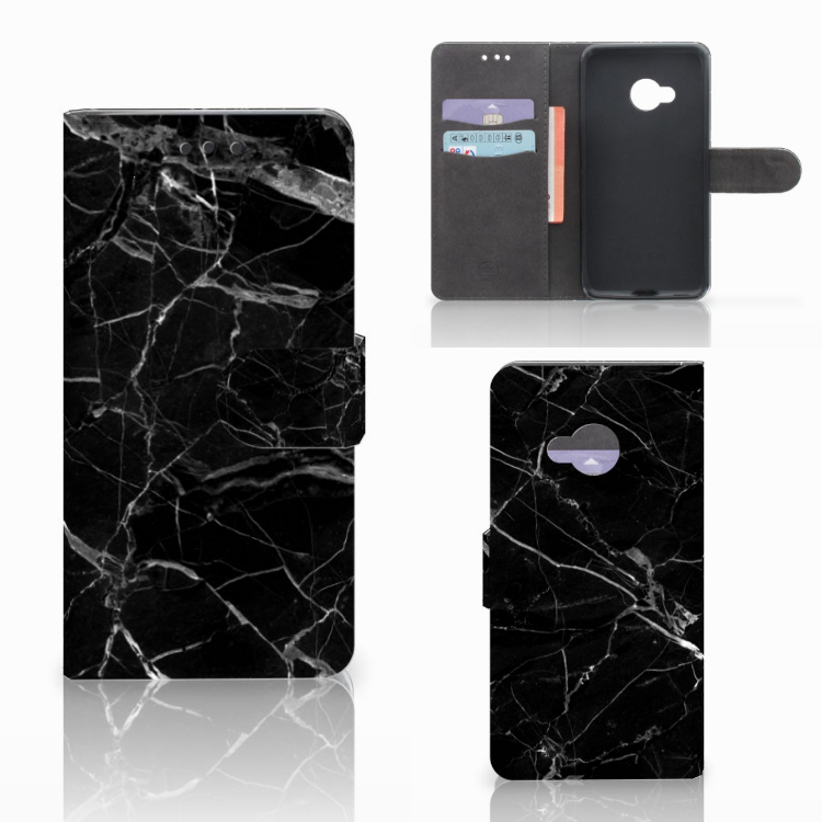 HTC U Play Bookcase Marmer Zwart - Origineel Cadeau Vader
