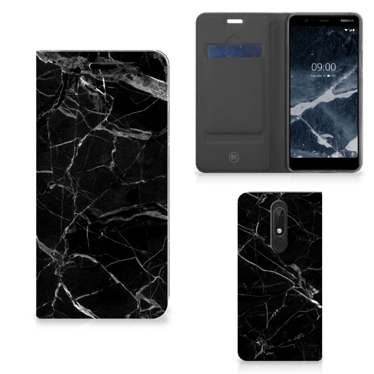 Nokia 5.1 (2018) Standcase Marmer Zwart - Origineel Cadeau Vader