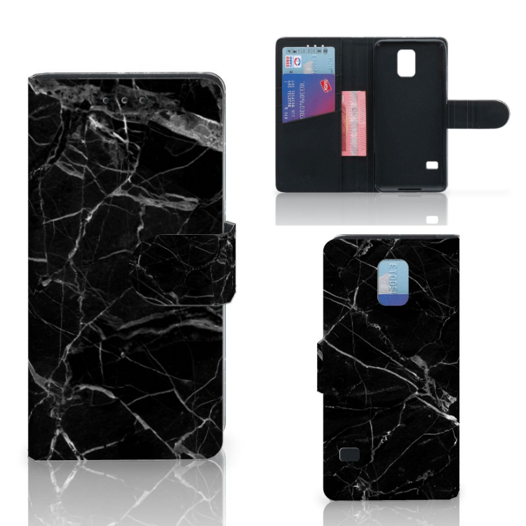 Samsung Galaxy S5 | S5 Neo Bookcase Marmer Zwart - Origineel Cadeau Vader