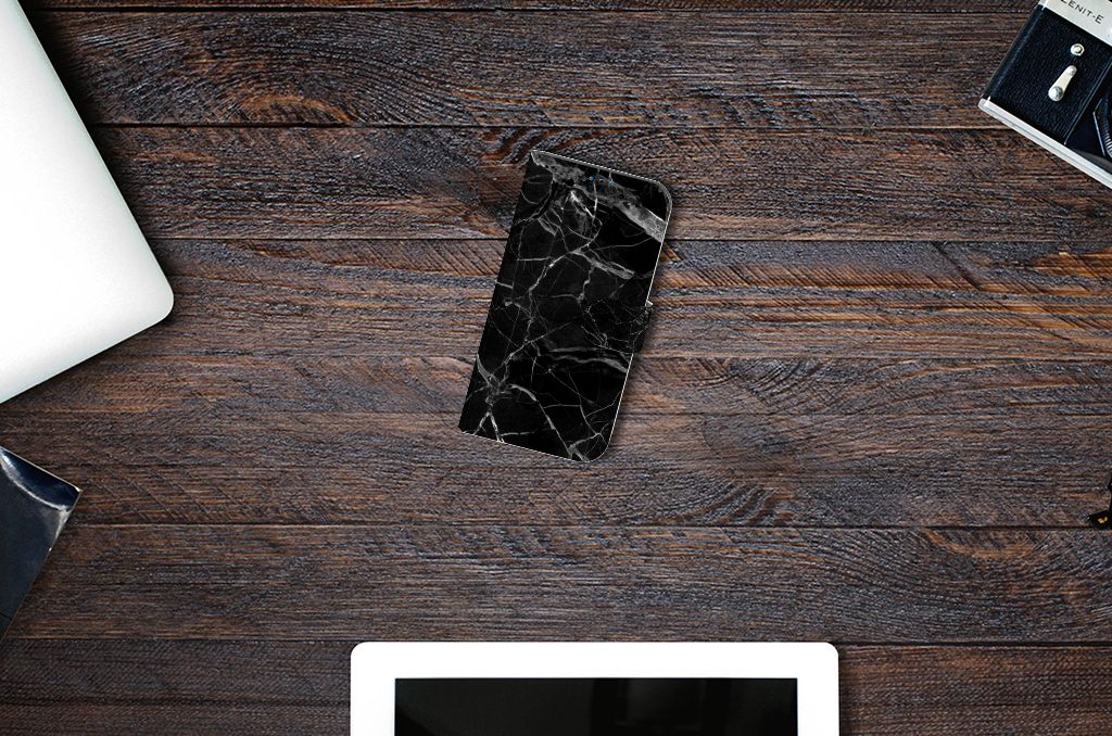 iPhone 14 Pro Bookcase Marmer Zwart - Origineel Cadeau Vader