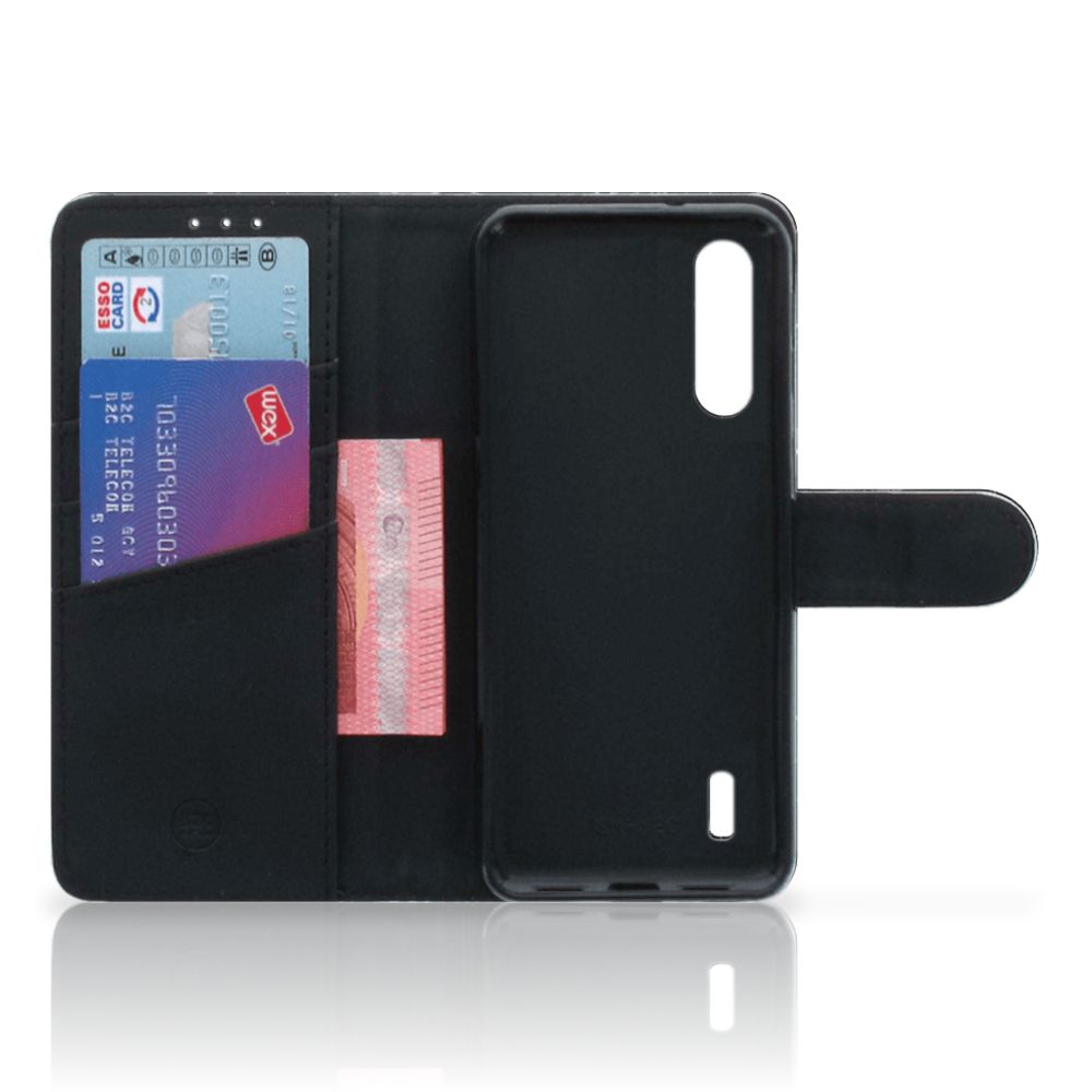 Xiaomi Mi 9 Lite Bookcase Marmer Zwart - Origineel Cadeau Vader