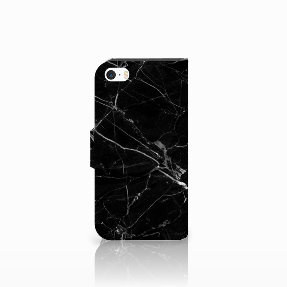 Apple iPhone 5 | 5s | SE Bookcase Marmer Zwart - Origineel Cadeau Vader