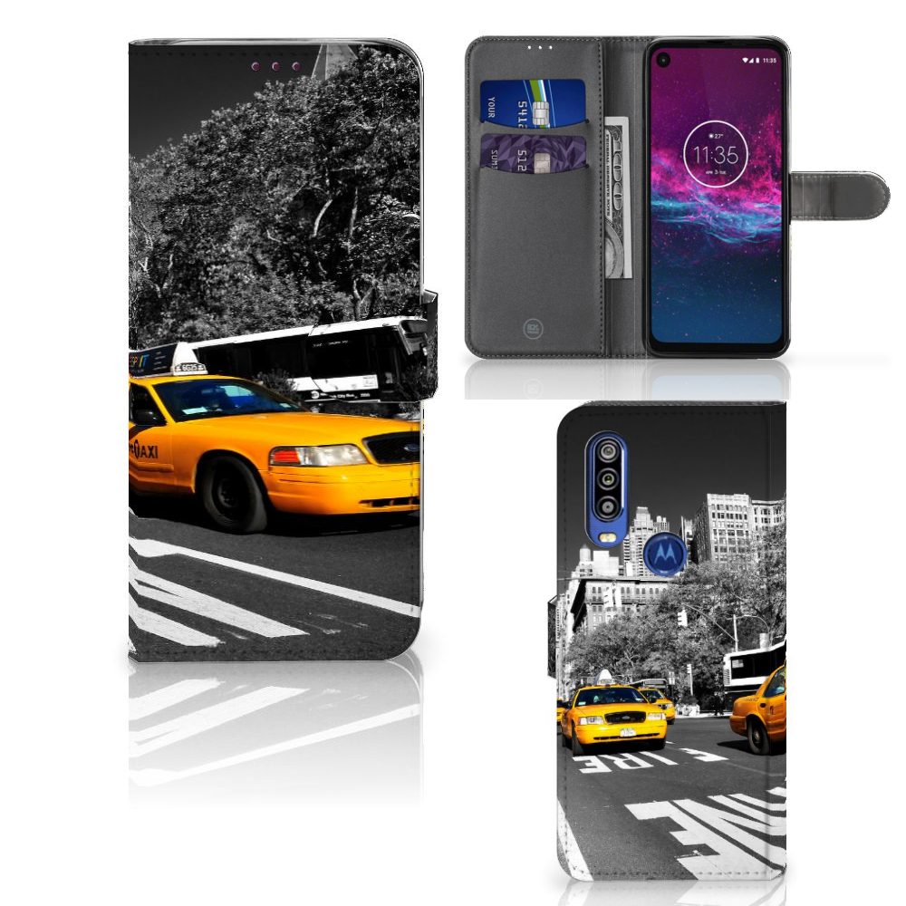 Motorola One Action Flip Cover New York Taxi