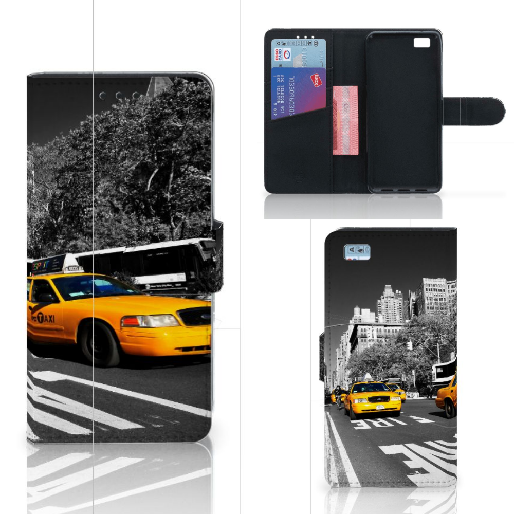 Huawei Ascend P8 Lite Uniek Hoesje met Opbergvakjes New York Taxi