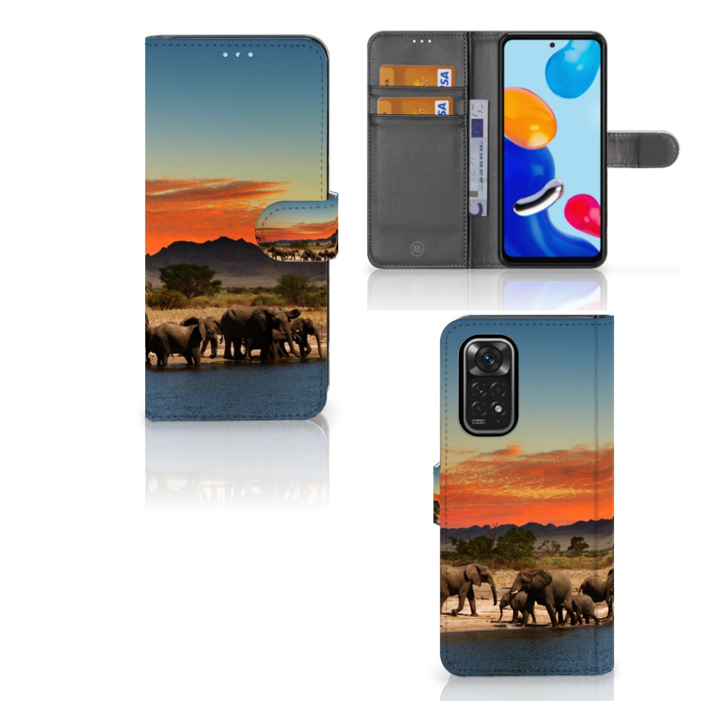 Xiaomi Redmi Note 11/11S Telefoonhoesje met Pasjes Olifanten