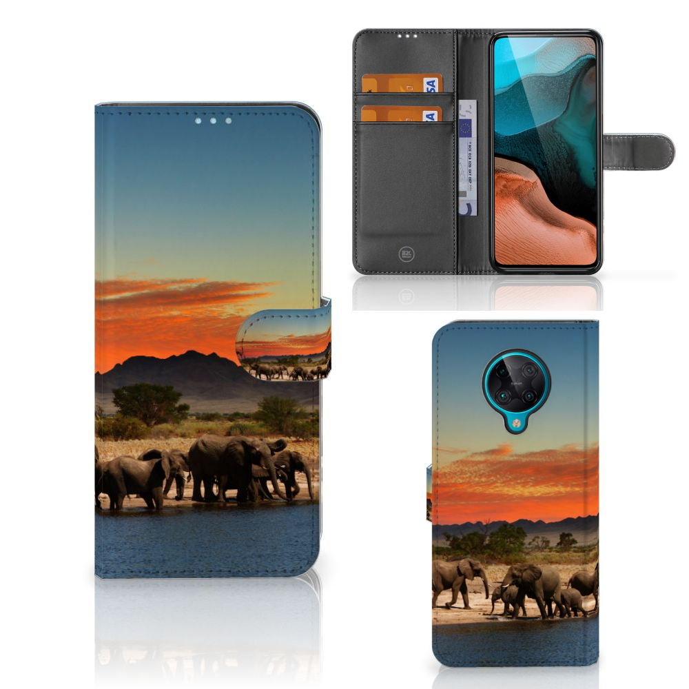 Xiaomi Poco F2 Pro Telefoonhoesje met Pasjes Olifanten