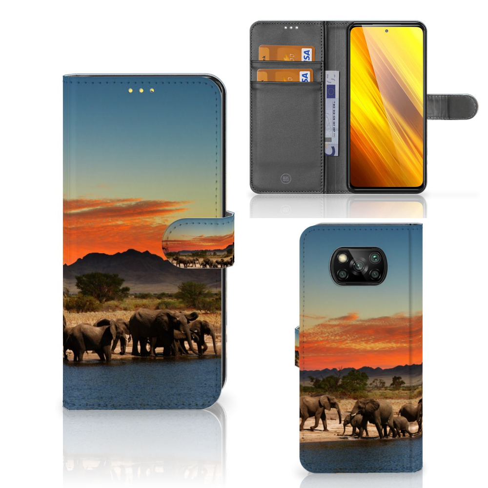 Xiaomi Poco X3 | Poco X3 Pro Telefoonhoesje met Pasjes Olifanten