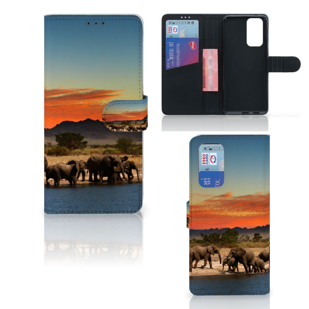OnePlus 9 Pro Telefoonhoesje met Pasjes Olifanten