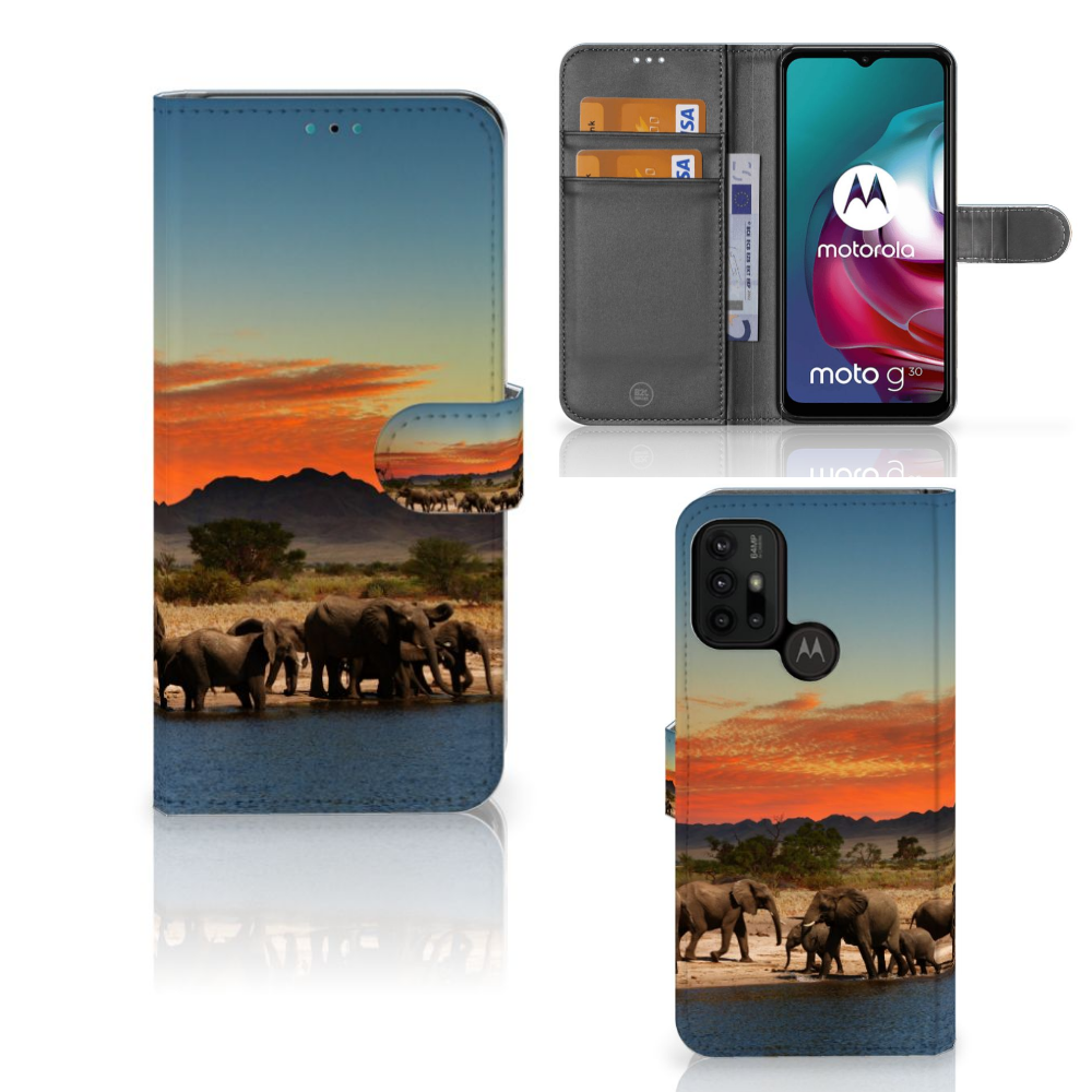 Motorola Moto G10 | G20 | G30 Telefoonhoesje met Pasjes Olifanten